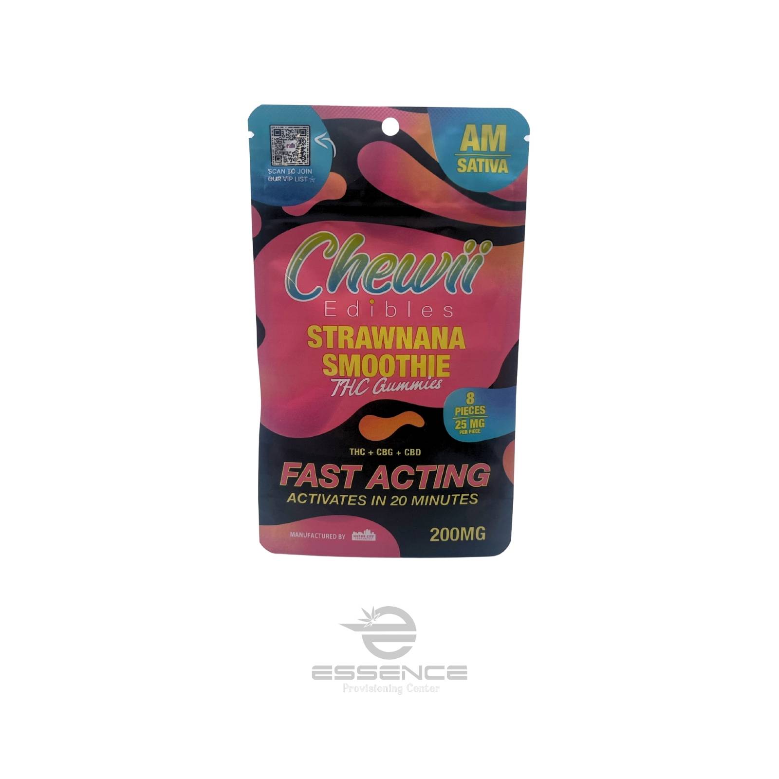 Photograph of product: Chewii - Strawnana Smoothie - Fast Acting Gummies (8x25mg) - 200mg (Oui'd)