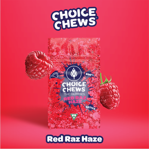 Photograph of product: Choice Chews 200MG Gummies Red Raz Haze