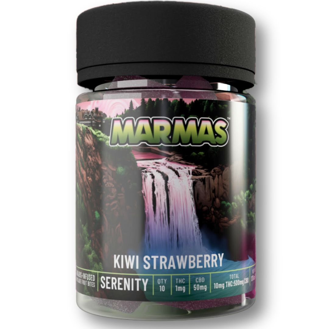 Photograph of product: Kiwi Strawberry 50:1 CBD CBD: 10mg TH-oui) 10pk Fruit Chew Edibles (Marmas)