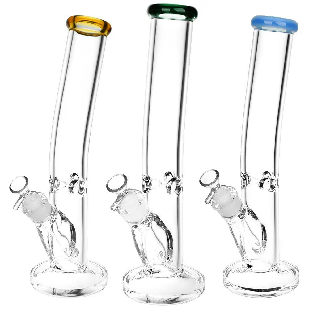 Photograph of product: Classic Bent Neck Straight Tube Glass Water Pipe - 13.75"