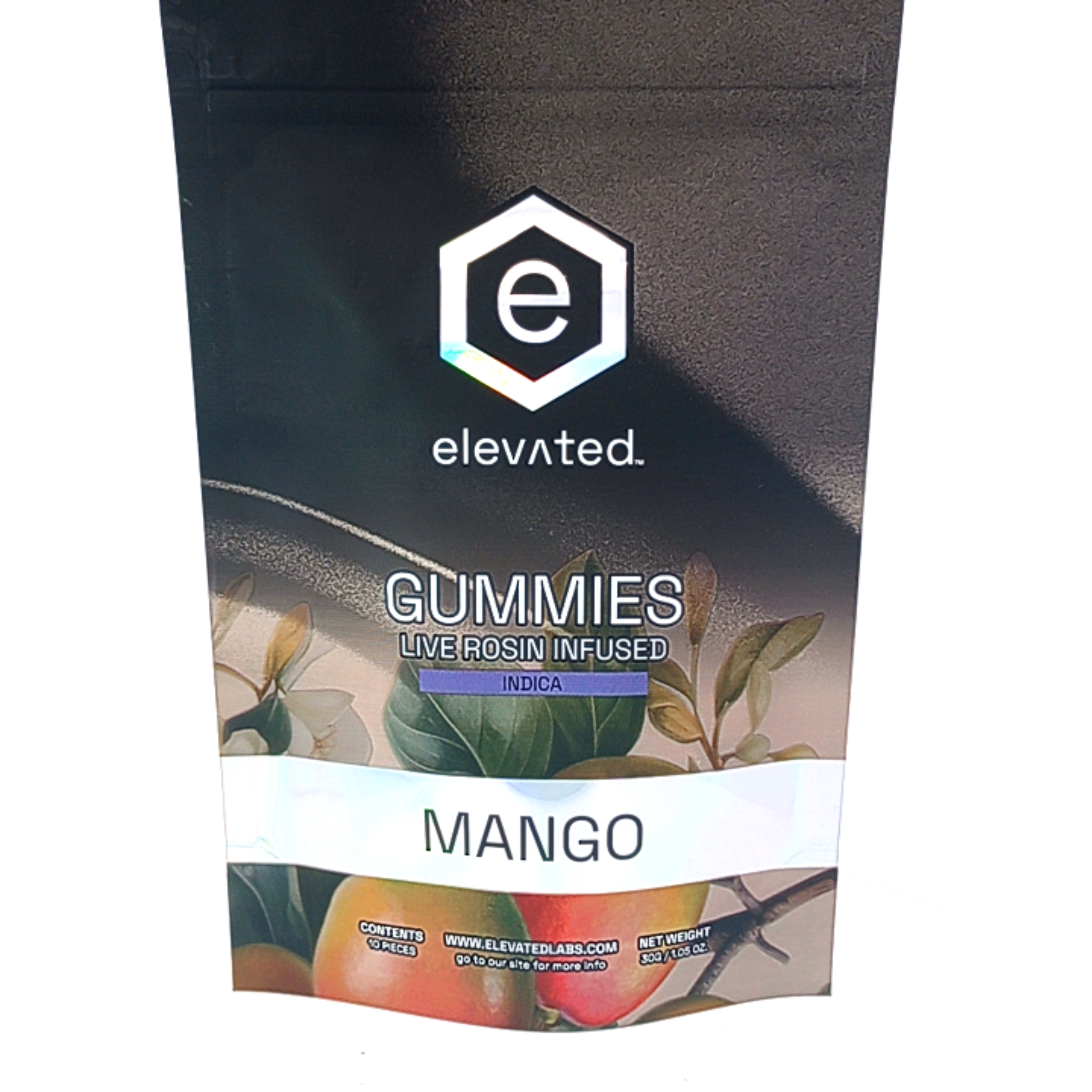 Photograph of product: Elevated - Gummies - 100mg - Live ROSIN - Oui'd - Mango
