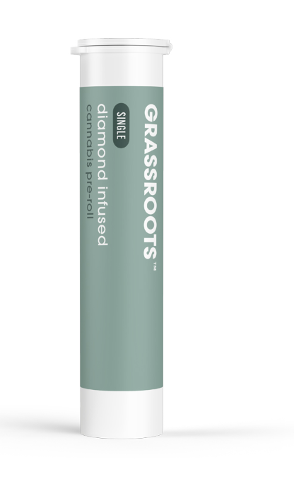 Photograph of product: GRASSROOTS PEANUT BUTTER MUFFIN 1PK DIAMOND INFUSED PRE-ROLL 1G