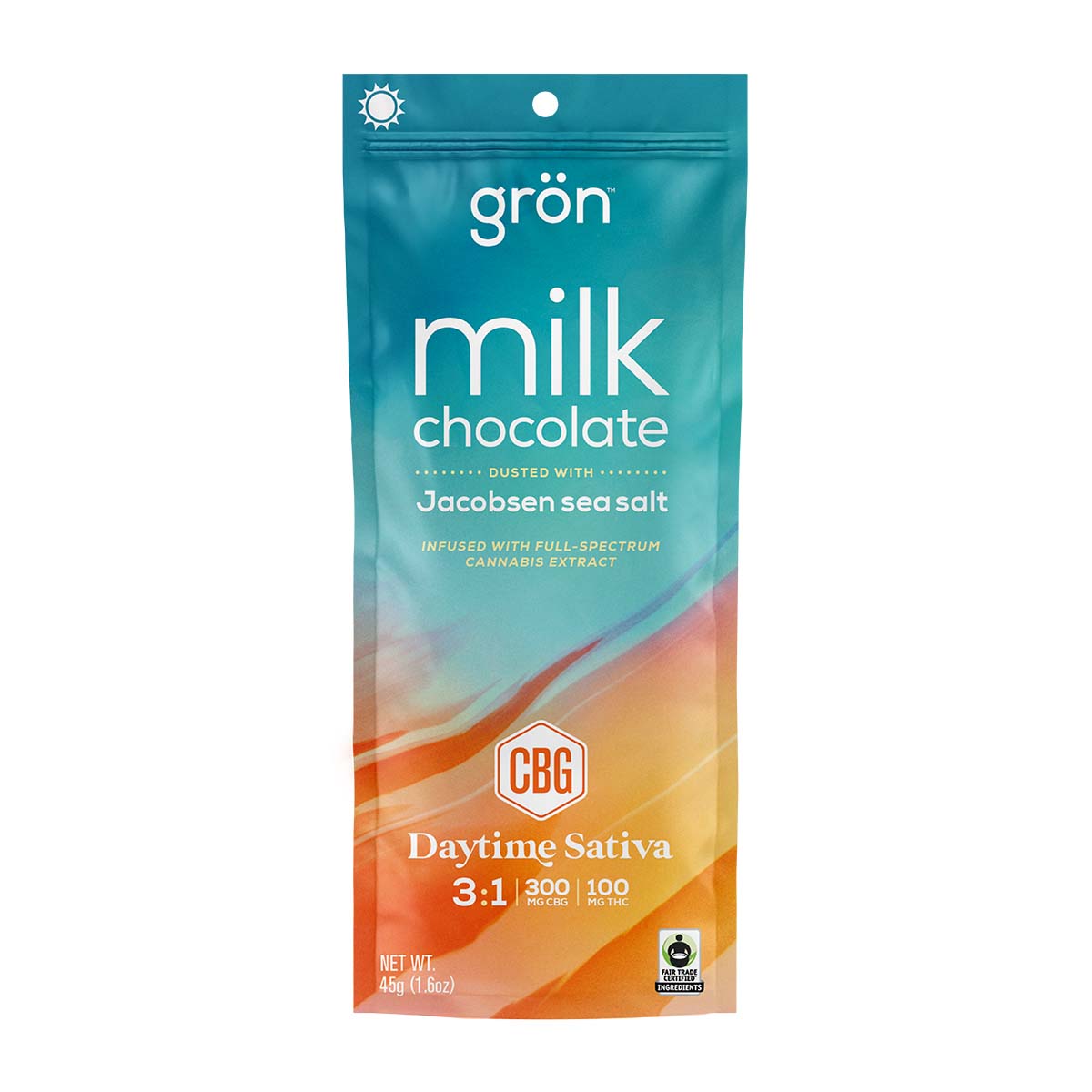 Photograph of product: Gron Milk Chocolate Sea Salt 3:1 100 MG (CBG/TH-oui)