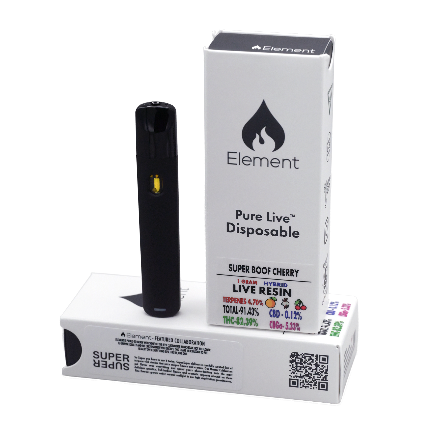 Photograph of product: Element | Super Boof Cherry | Live Resin Disposable