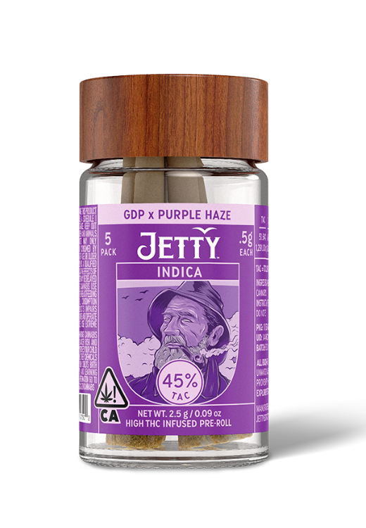 Photograph of product: GDP X PURPLE HAZE 2.5G 5 PACK INFUSED PREOLLS