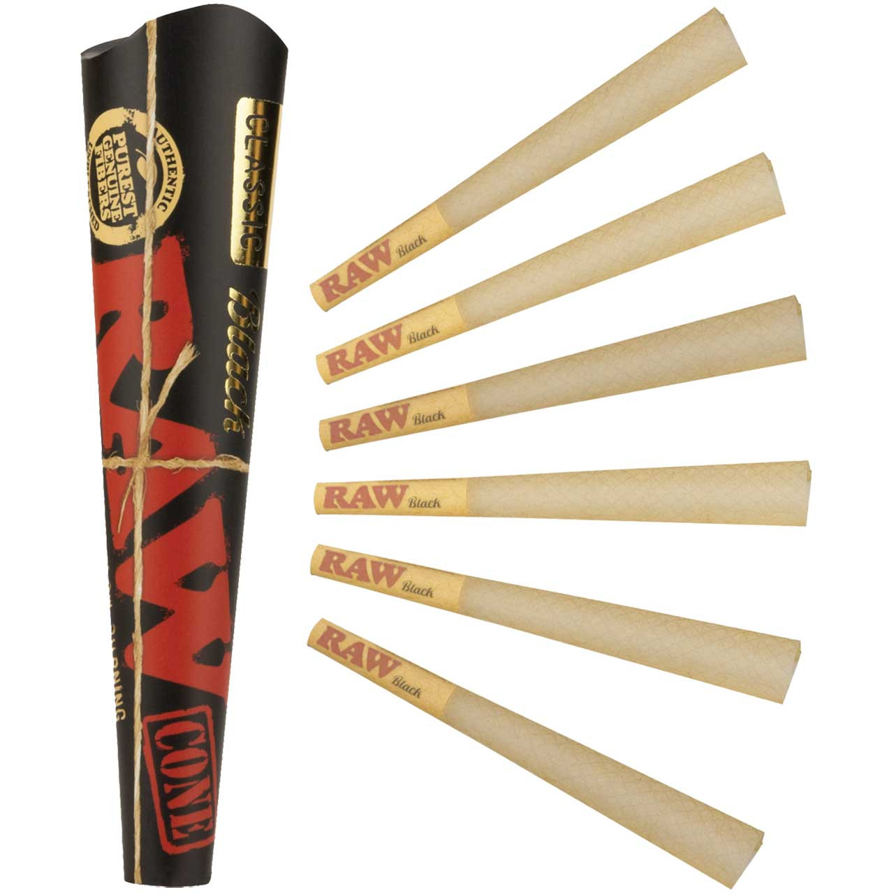 Photograph of product: RAW 1 1/4 CONES BLACK