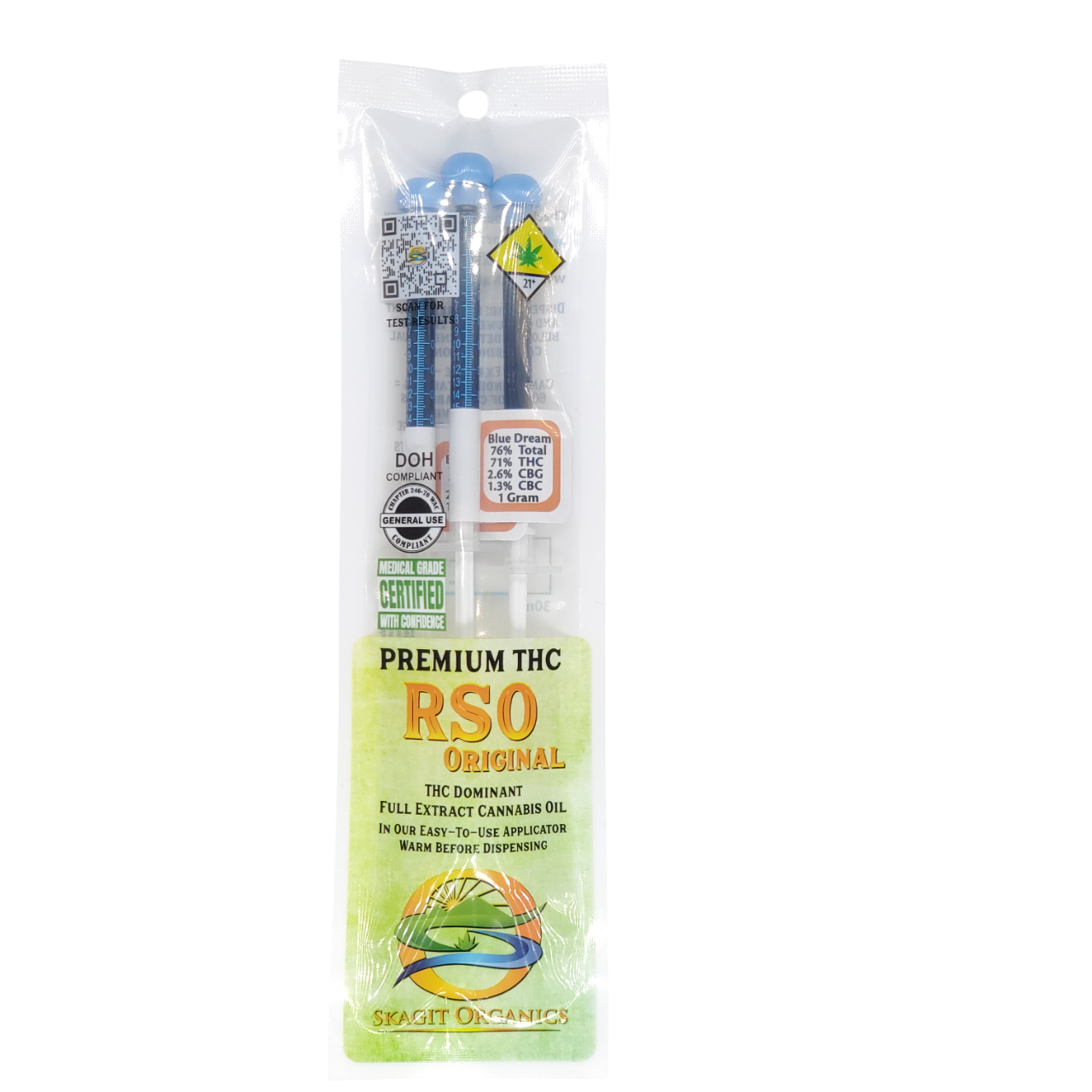 Photograph of product: Skagit Organics CON Blue Dream RSO 3 x 1g