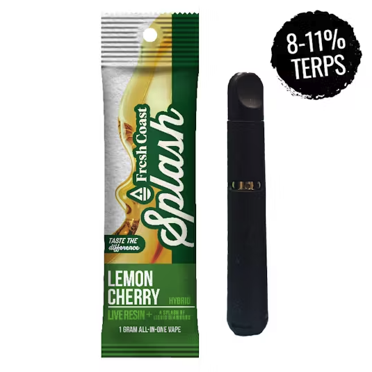 Photograph of product: Fresh Coast Splash Live Resin All-in-One Vape - Lemon Cherry