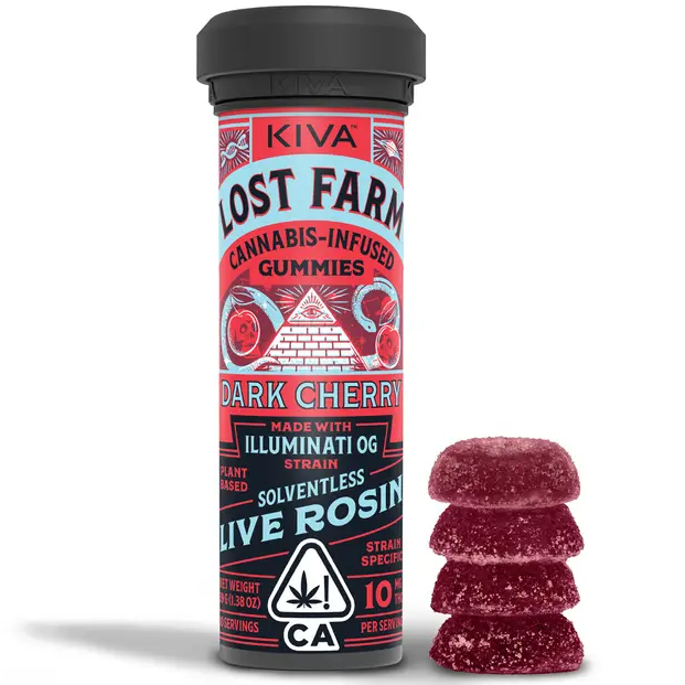 Photograph of product: LOST FARM DARK CHERRY LIVE RESIN GUMMIES 100MG