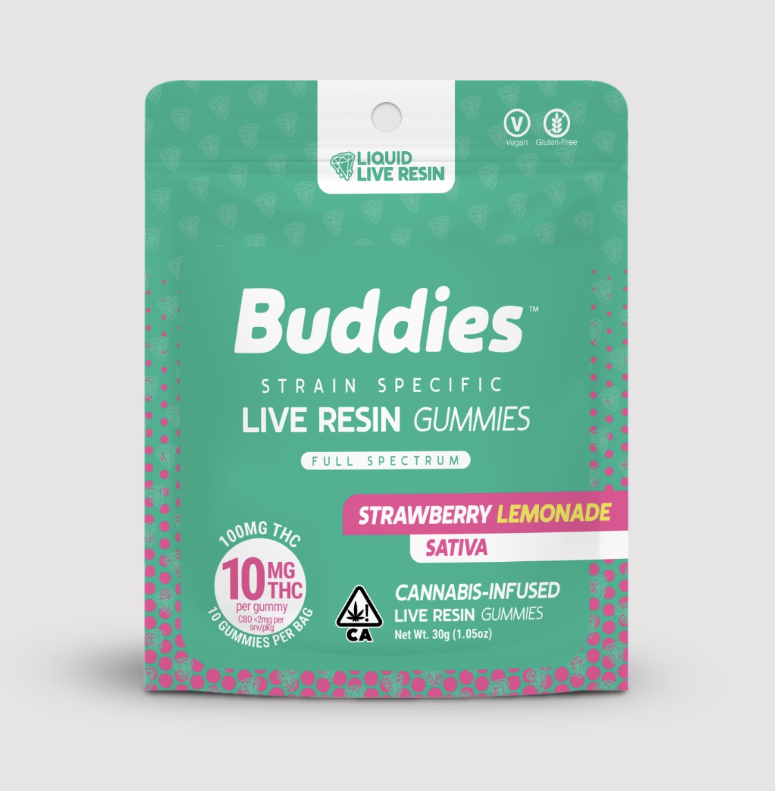Photograph of product: Buddies - Live Resin Gummies Strawberry Lemonade