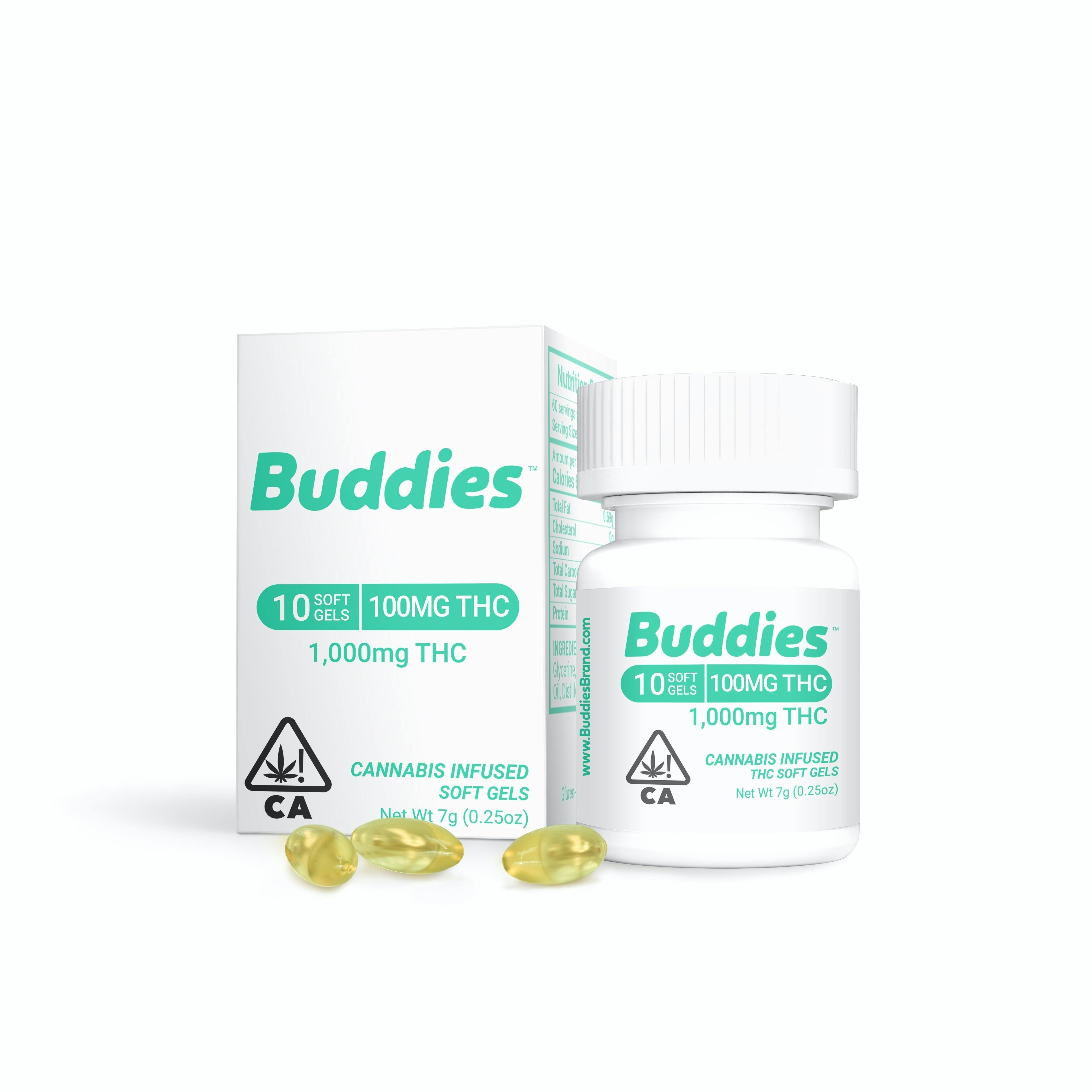 Photograph of product: Buddies Brand - Distillate TH-oui Gel Caps - 100 MG - 10 Pack