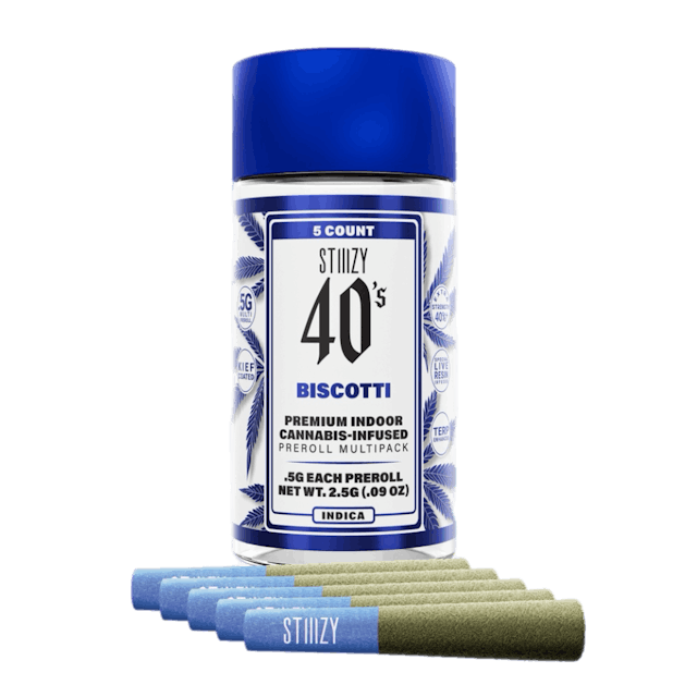 Photograph of product: Biscotti 40's Pre-Roll 5pk 2.5g - 
