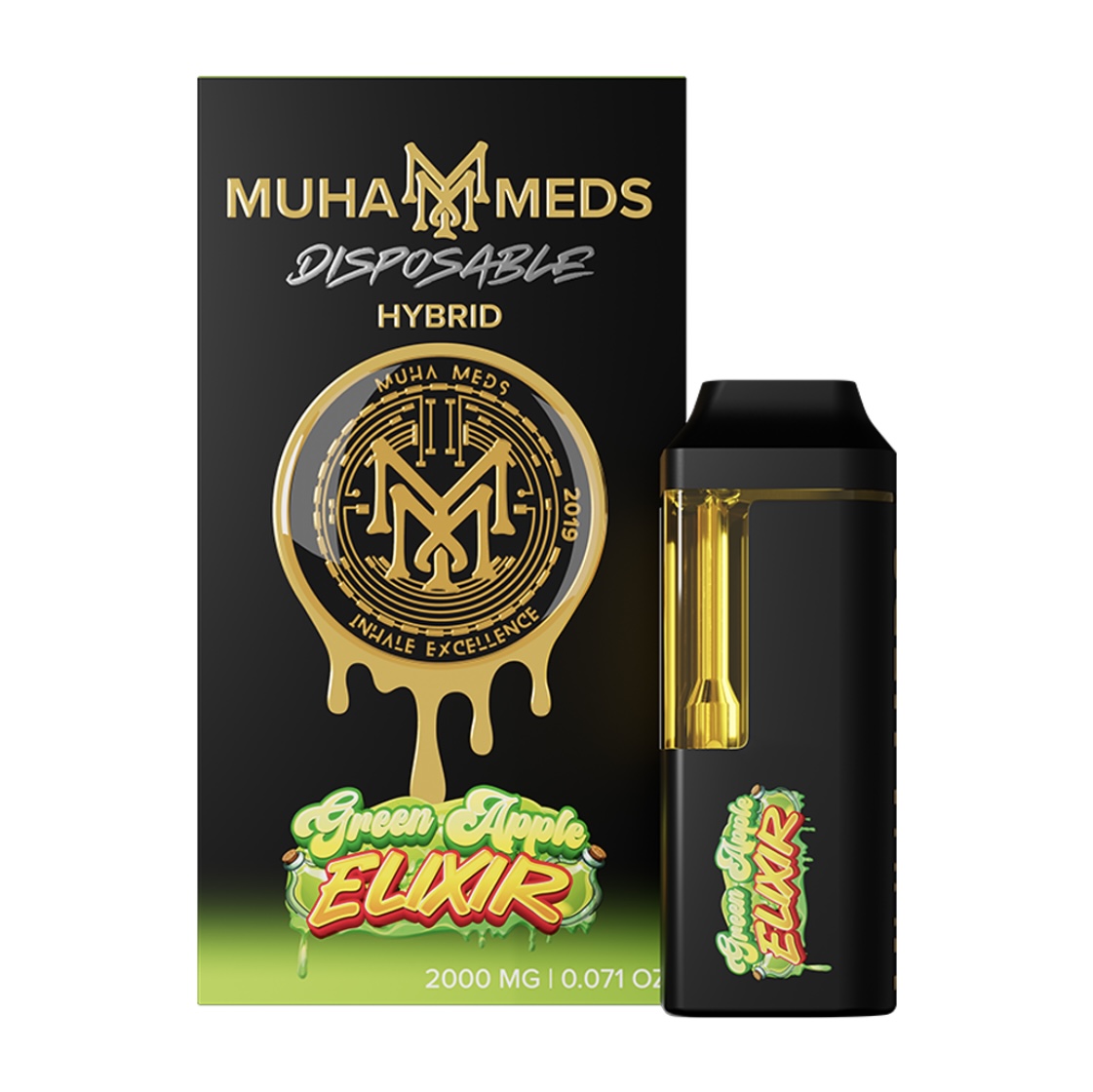 Photograph of product: AU Muha: Green Apple Elixir 2G Disposable