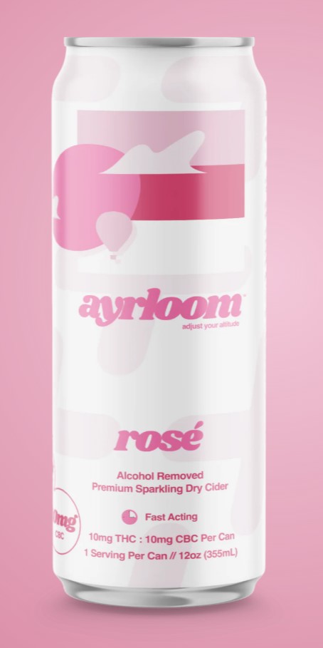 Photograph of product: Ayrloom | 12oz Rose | 10mg TH-oui 10mg CBC | Single Can
