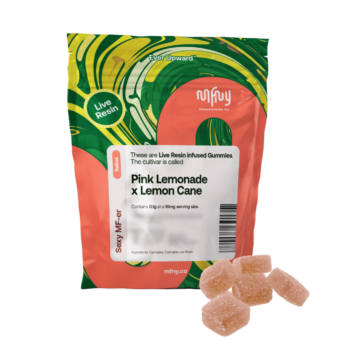 Photograph of product: MFNY | Pink Lemonade x Lemon Cane Live Resin | Gummies | 10 pk | 100mg