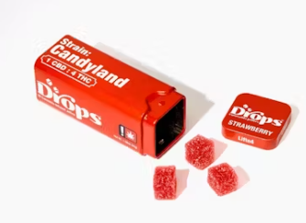 Photograph of product: Drops Strawberry Enhanced TH-ouiv 100mg TH-oui 50mg CBG 50mg 20PK Oui'd Live Rosin Jellies