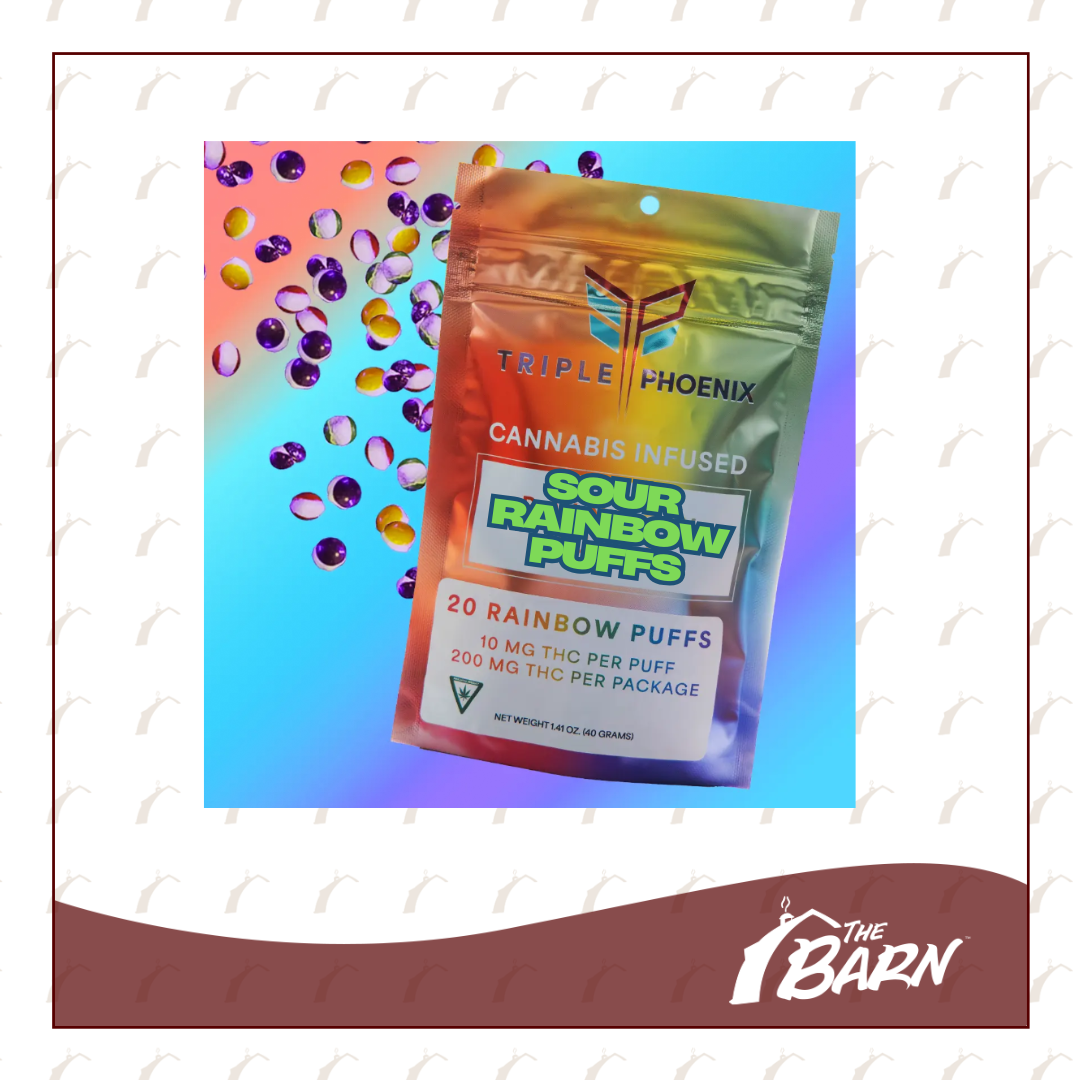 Photograph of product: Triple Phoenix Wellness 200mg - SOUR Rainbow Puffs - REC
