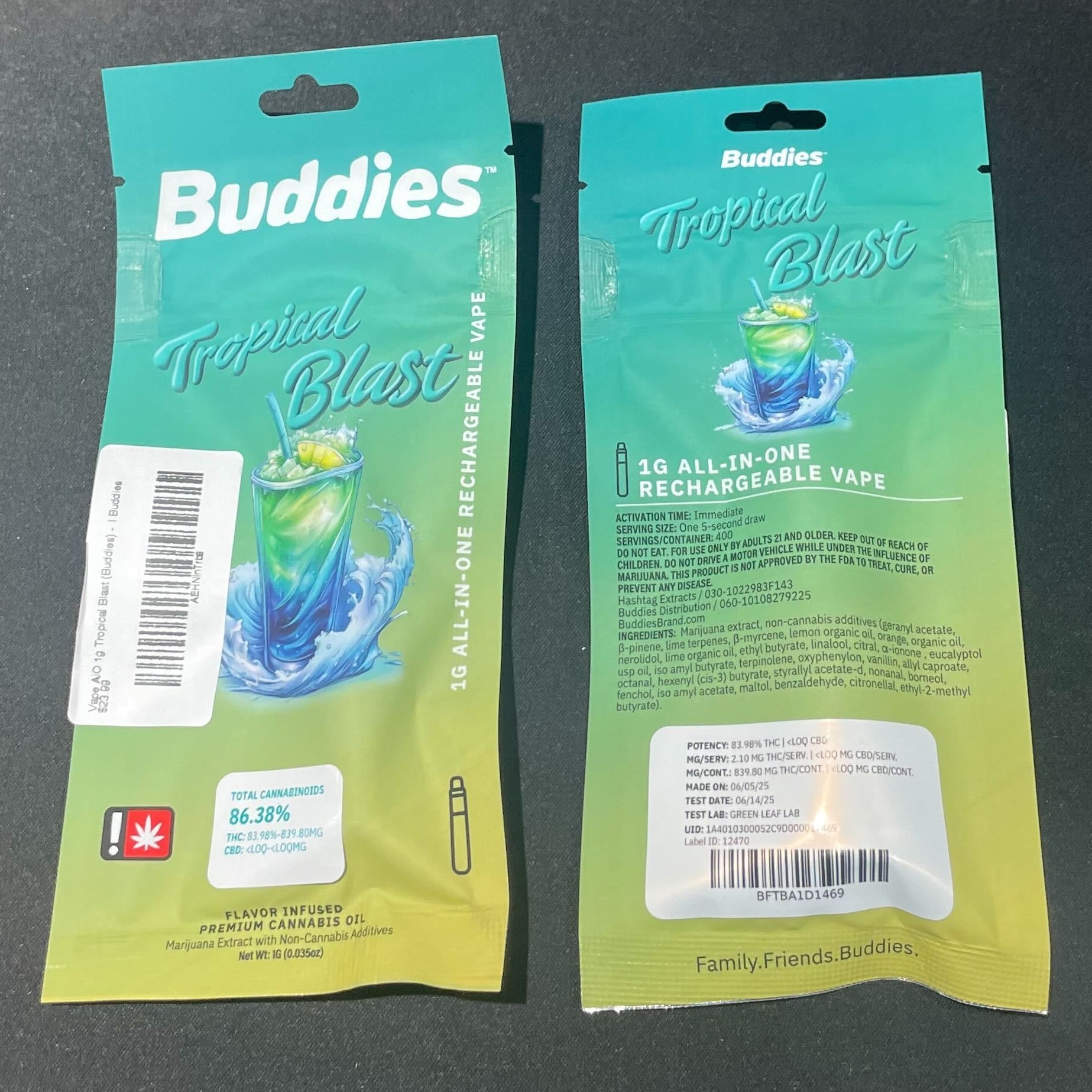 Photograph of product: Vape AiO 1g Tropical Blast (Buddies)