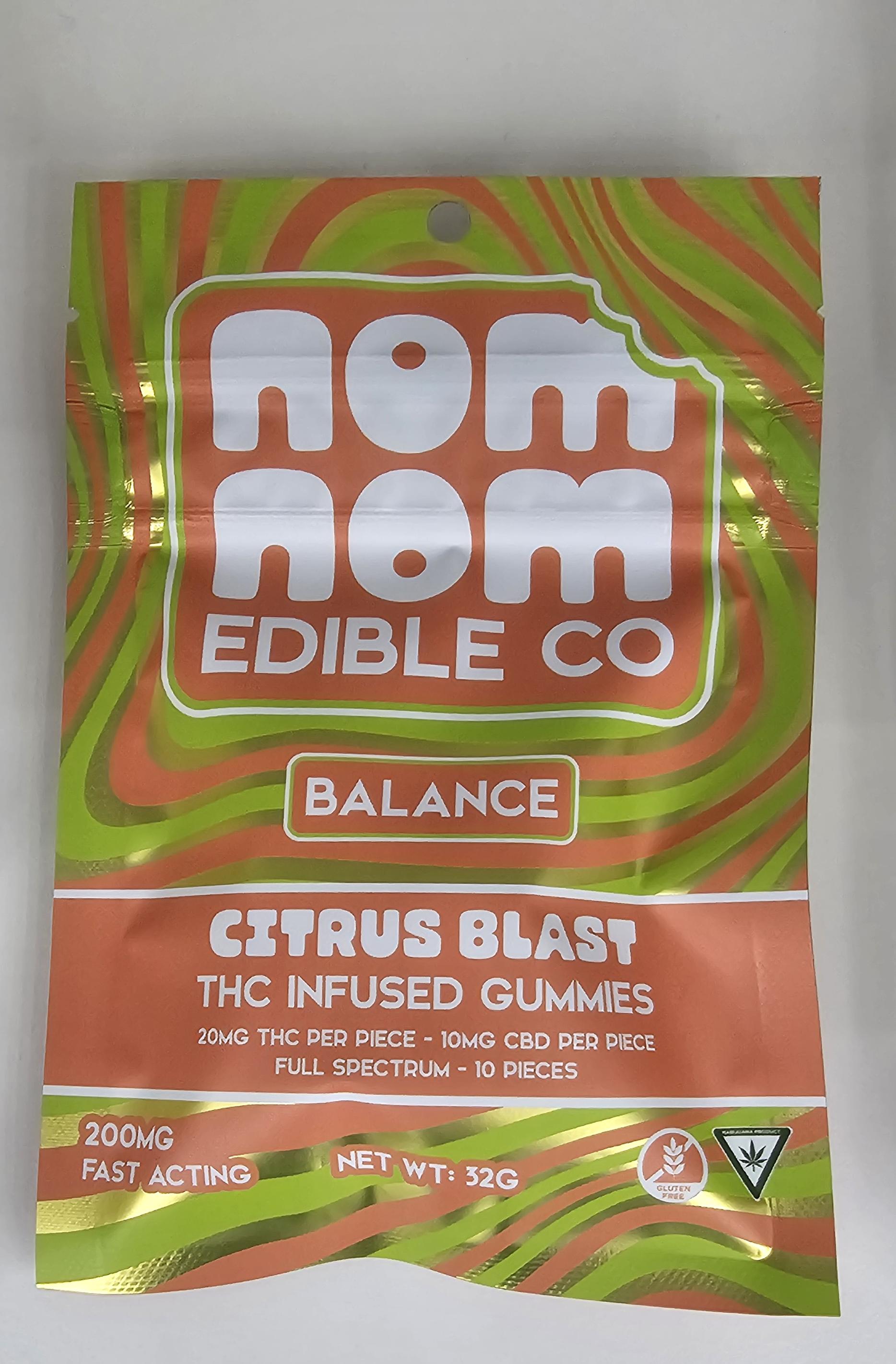 Photograph of product: NOM NOM Citrus Blast Balance 200mg Gummies