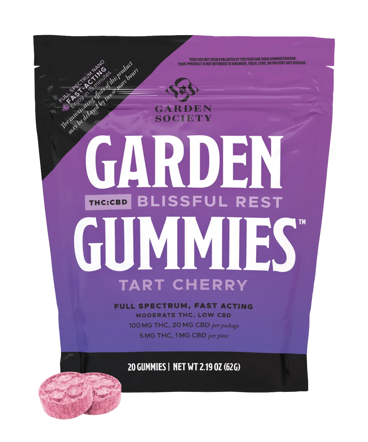 Photograph of product: Garden Society Gummies 20pk/100mg- Tart Cherry 5:1 (TH-oui:CBD)