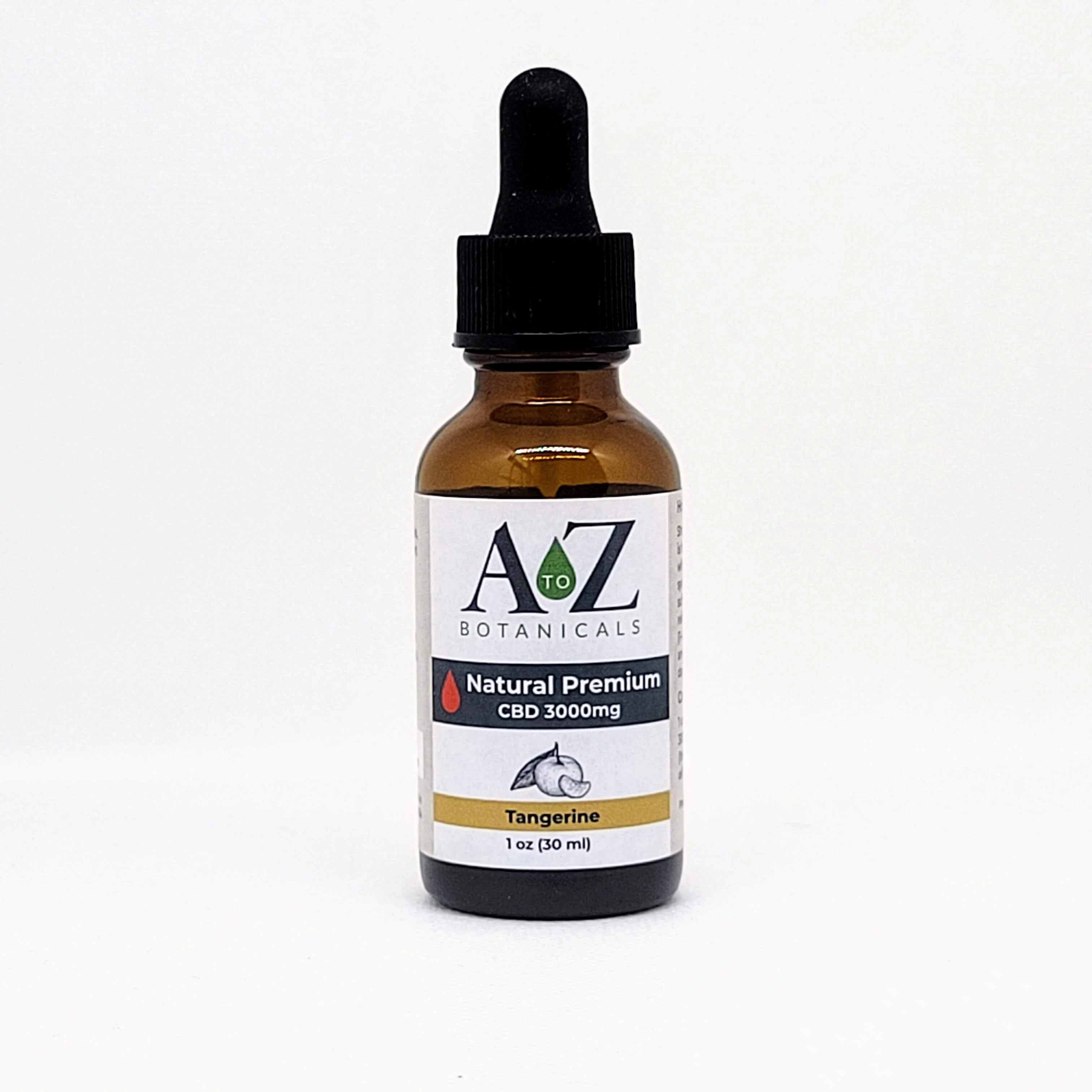 Photograph of product: AtoZ BOTANICALS - CBD DROPS - NATURAL PREMIUM - 3000MG - TANGERINE