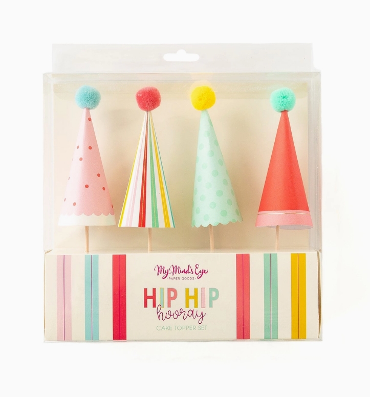 Photograph of product: HIP HIP HOORAY CAKE TOPPERS