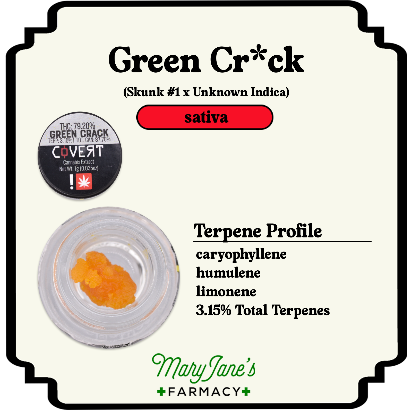 Photograph of product: Green Cr*ck Sugar Wax Extract | 1g