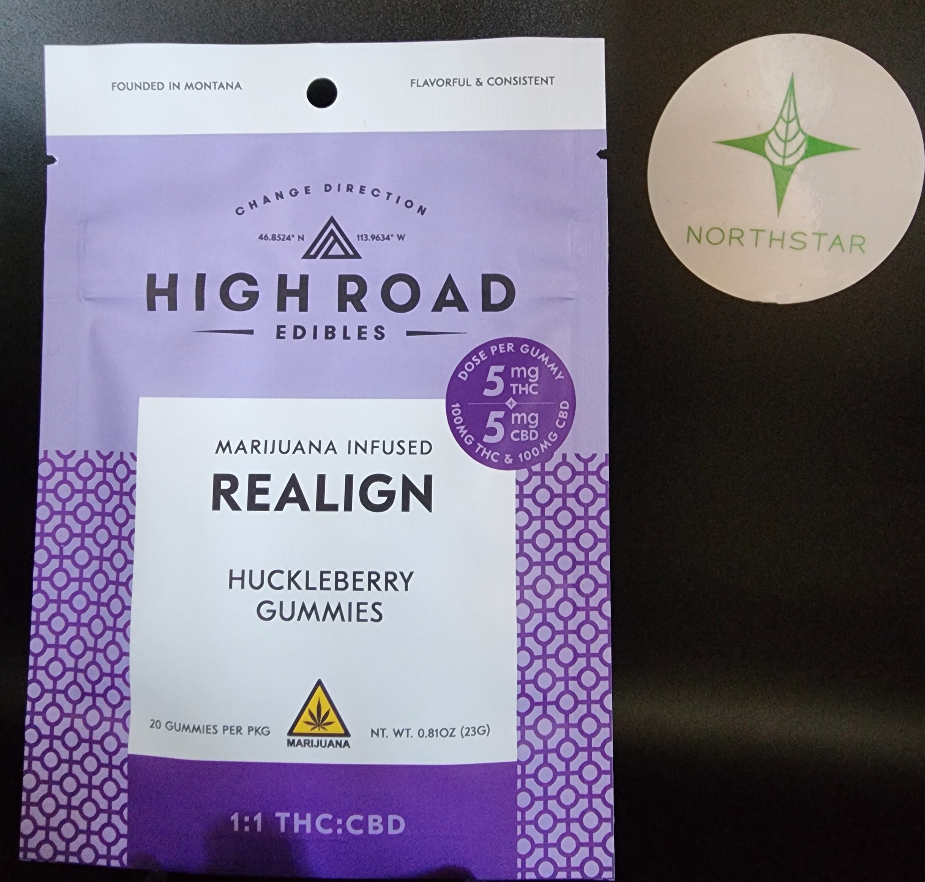 Photograph of product: 1:1 CBD Realign Gummies - High Road Edibles