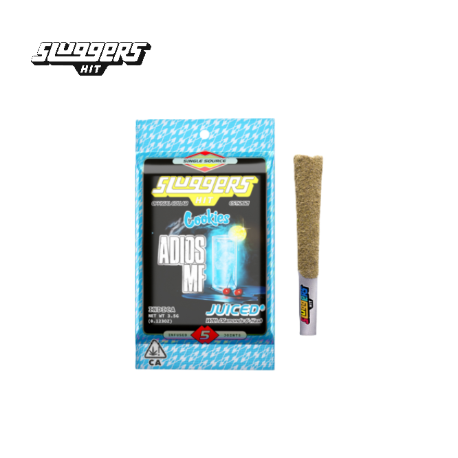 Photograph of product: SLUGGERS X COOKIES ADIOS MF 3.5G INFUSED 5 PACK PREROLLS