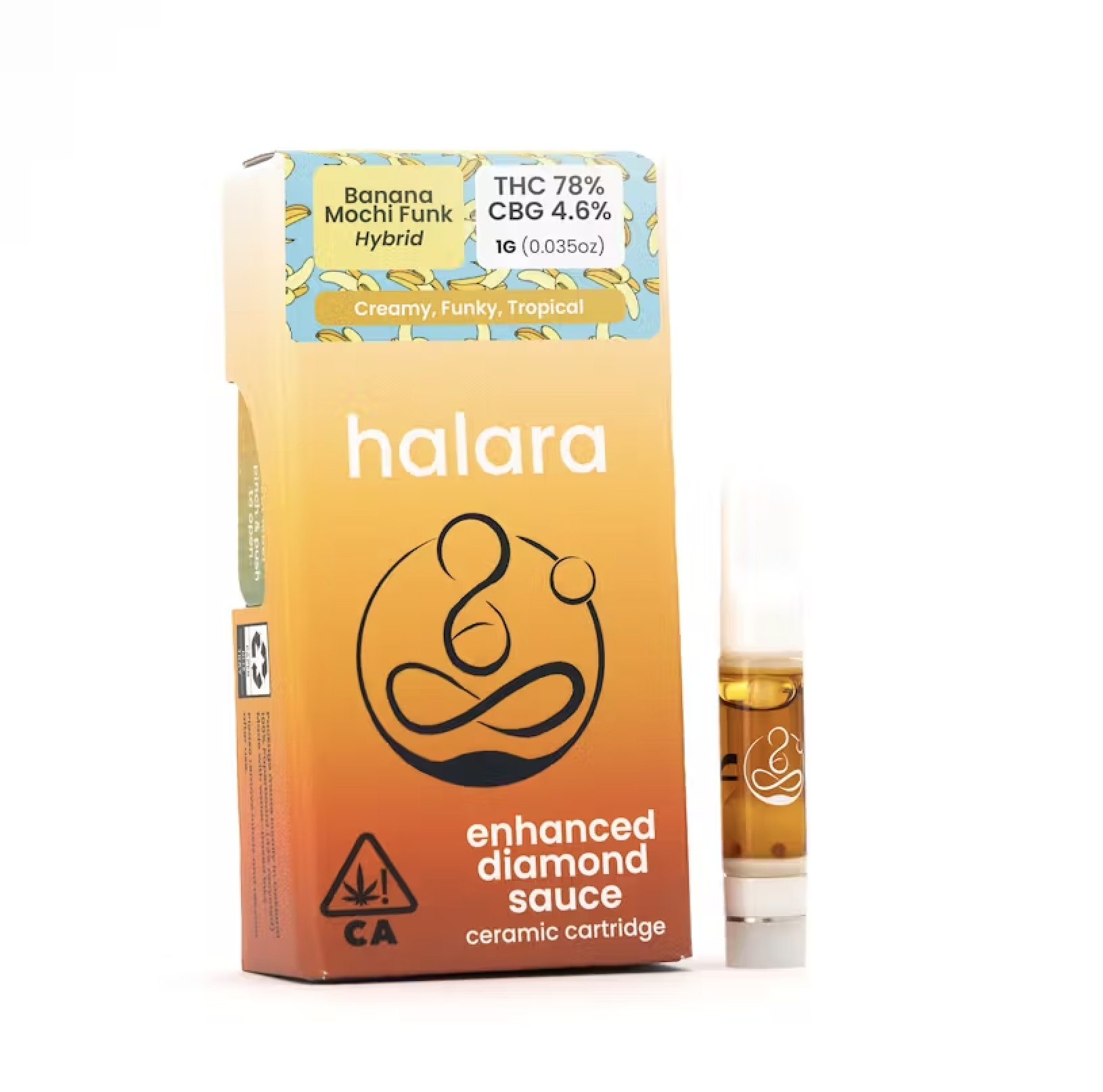 Photograph of product: Halara Enhanced Diamond Sauce Cartridge 1g - Banana Mochi Funk (H)
