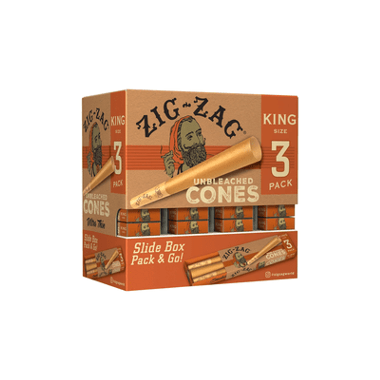 Photograph of product: Zig-Zag | Unbleached Cones | King Sized (3 Pack)