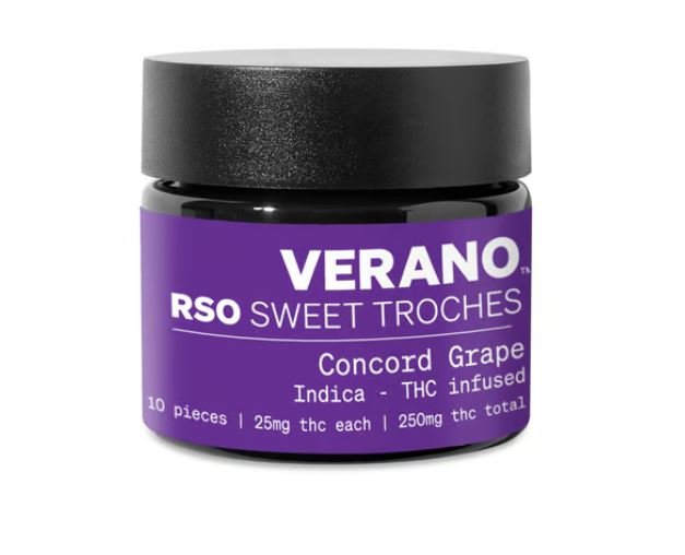 Photograph of product: Concord Grape RSO Troches 25mg/10pk (250mg)
