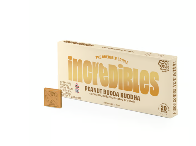 Photograph of product: Incredibles - Chocolate Bar - Peanut Budda Buddha (100mg)