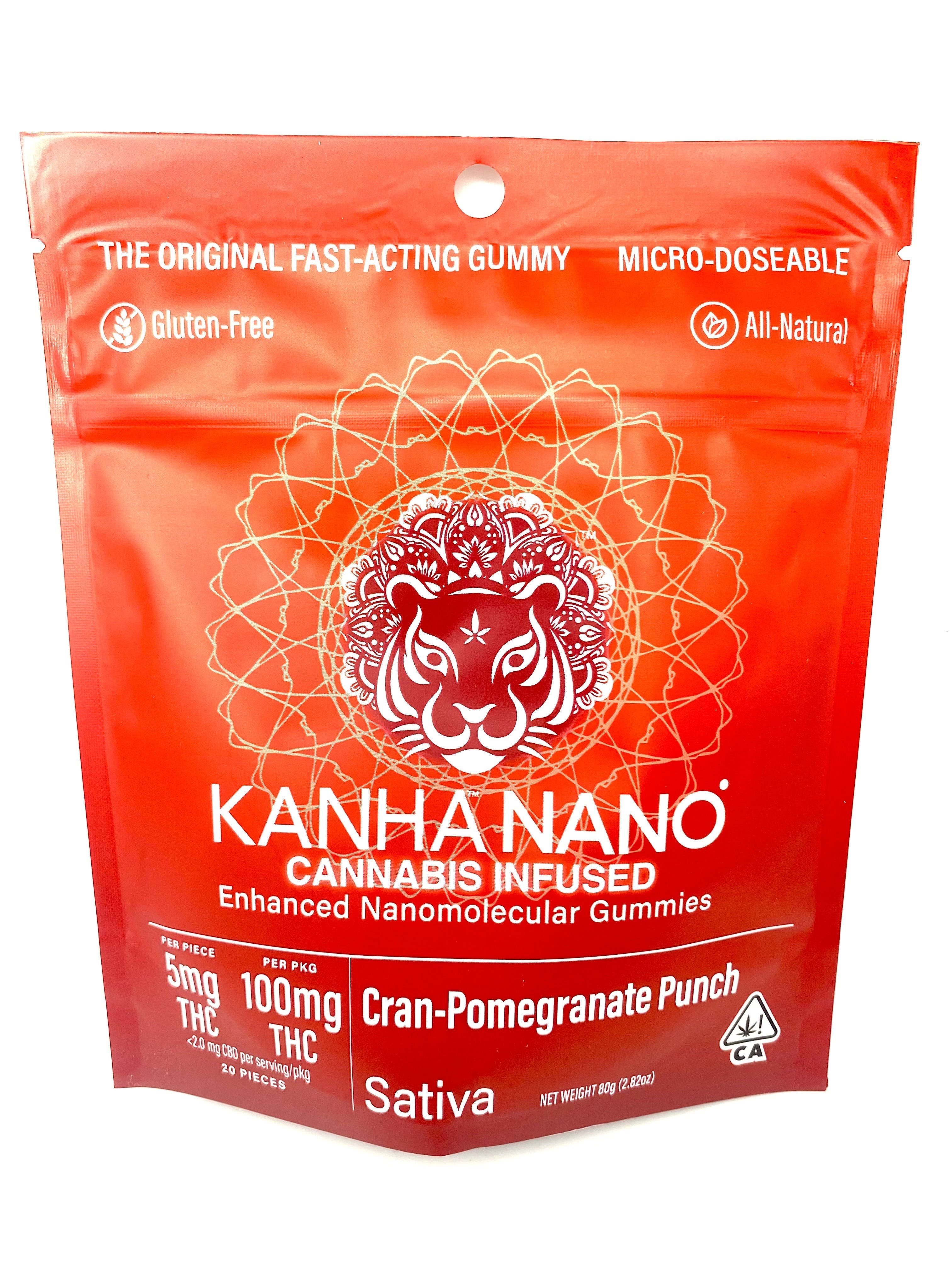 Photograph of product: Kanha - NANO Gummies - Cran-Pomegranate Punch - Oui'd! - 100mg