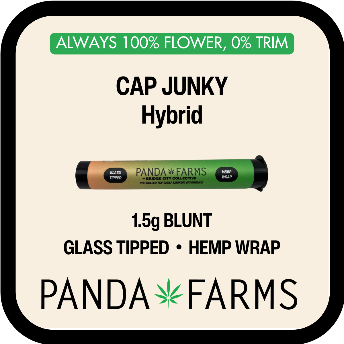 Photograph of product: Pre Roll - Cap Junky - Panda Farms - REC