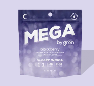 Photograph of product: E100 | Gron | Blackberry Lemonade MEGA | Sleepy Oui'd | 100mg | 1:1 CBN:TH-oui