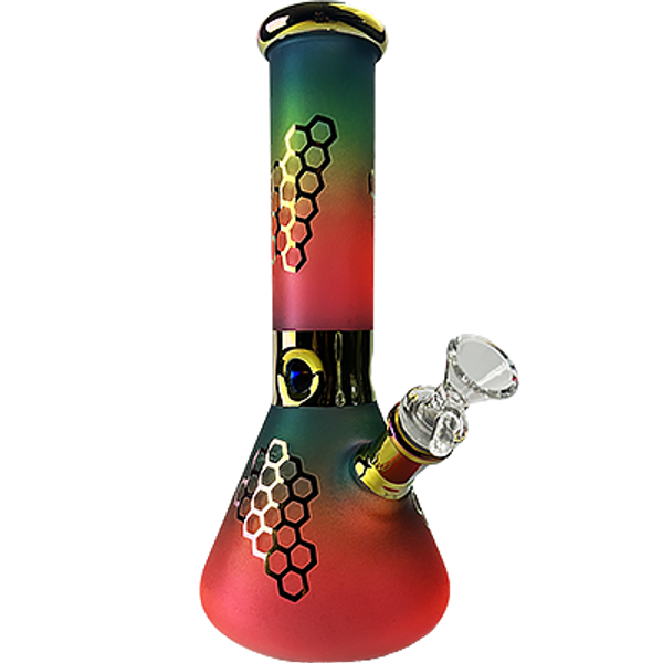 Photograph of product: 10" Rainbow Honeycomb Beaker Bong and Flower Bowl