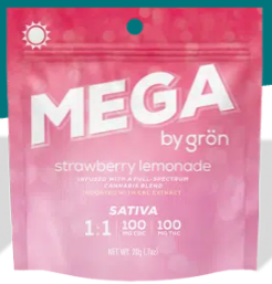 Photograph of product: Gron Mega Pearl 100 MG Strawberry Lemonade 1:1 (TH-oui/CBC)