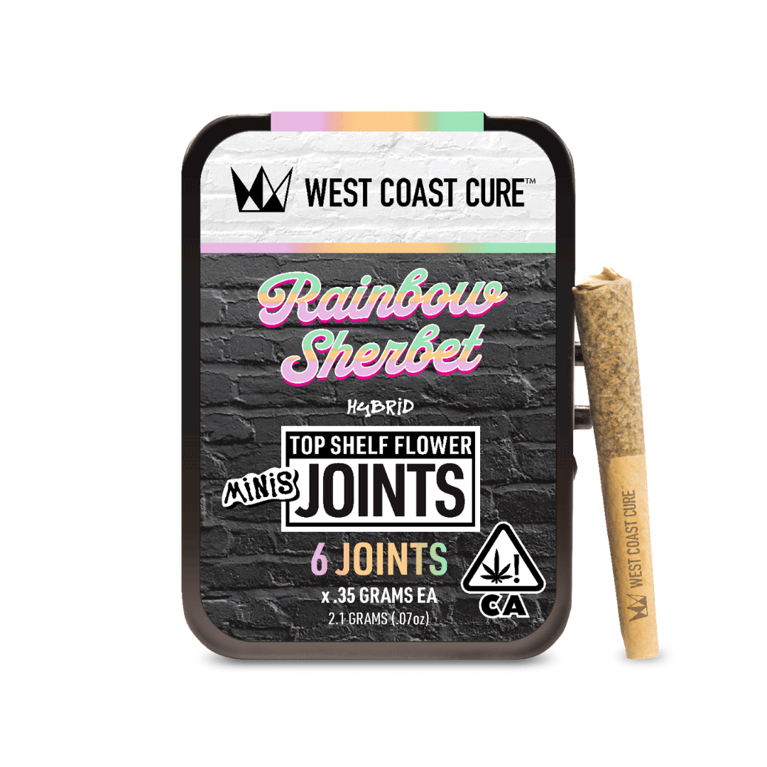 Photograph of product: West Coast Cure - Rainbow Sherbet (Hybrid) 6pk Minis Preroll 2.1g