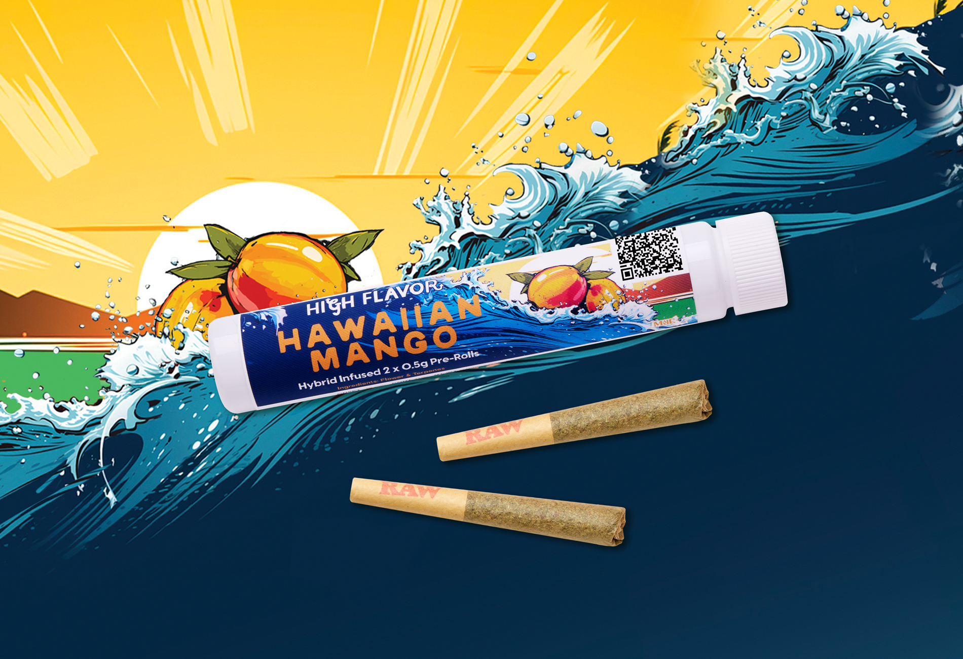 Photograph of product: Hawaiian Mango Infused Pre-Roll I .5G 2 Pack