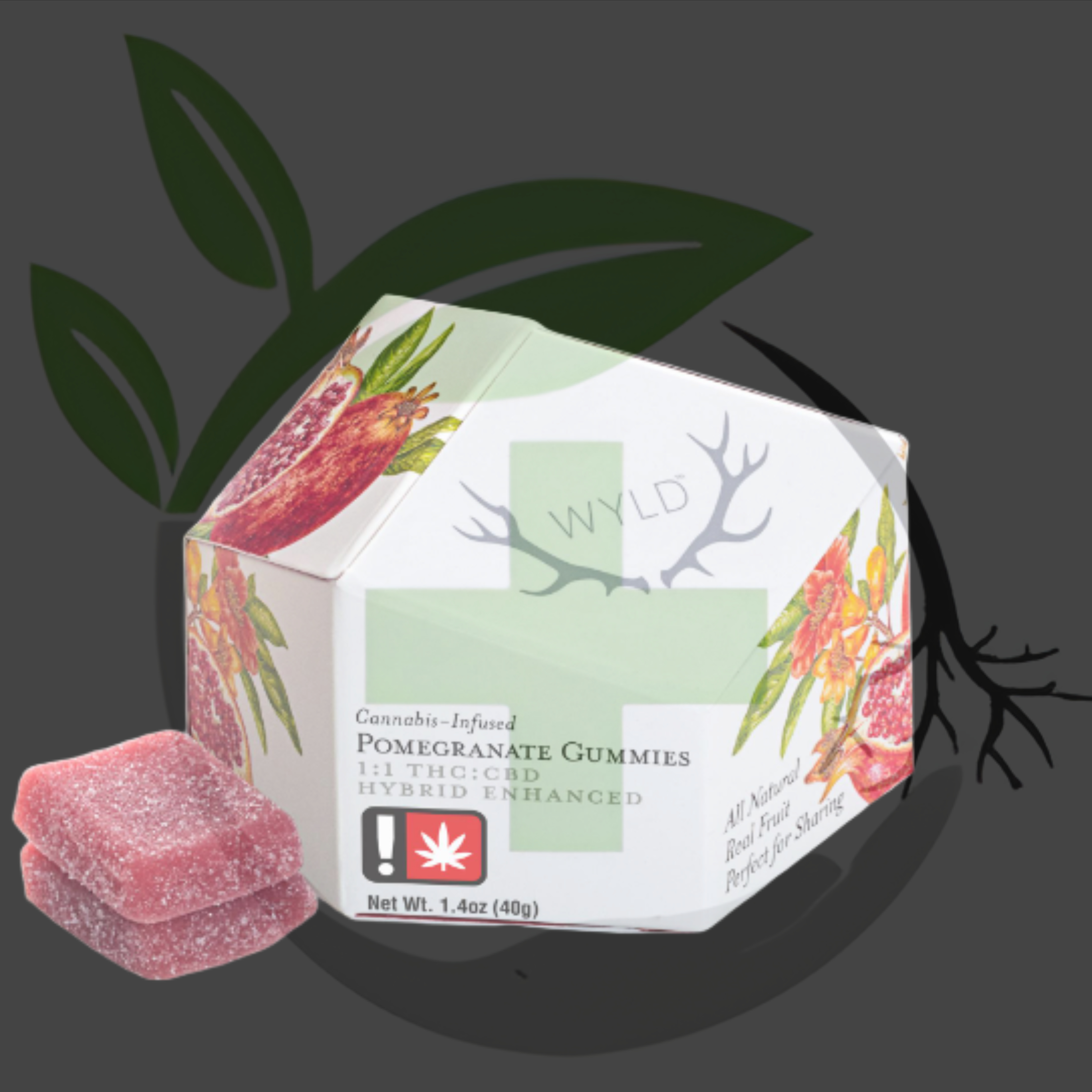 Photograph of product: Gummy - TF - WYLD - 100mg 10pc - Pomegranate 1:1 CBD
