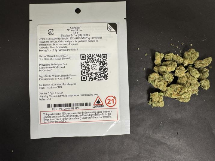 Photograph of product: Nuclear Mfns Whole Flower T19.78 (3-00785) - 3.5g