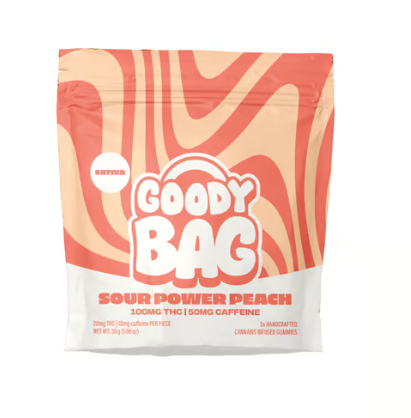 Photograph of product: SOUR POWER PEACH CAFFEINATED GUMMIES | 5PK | 100MG