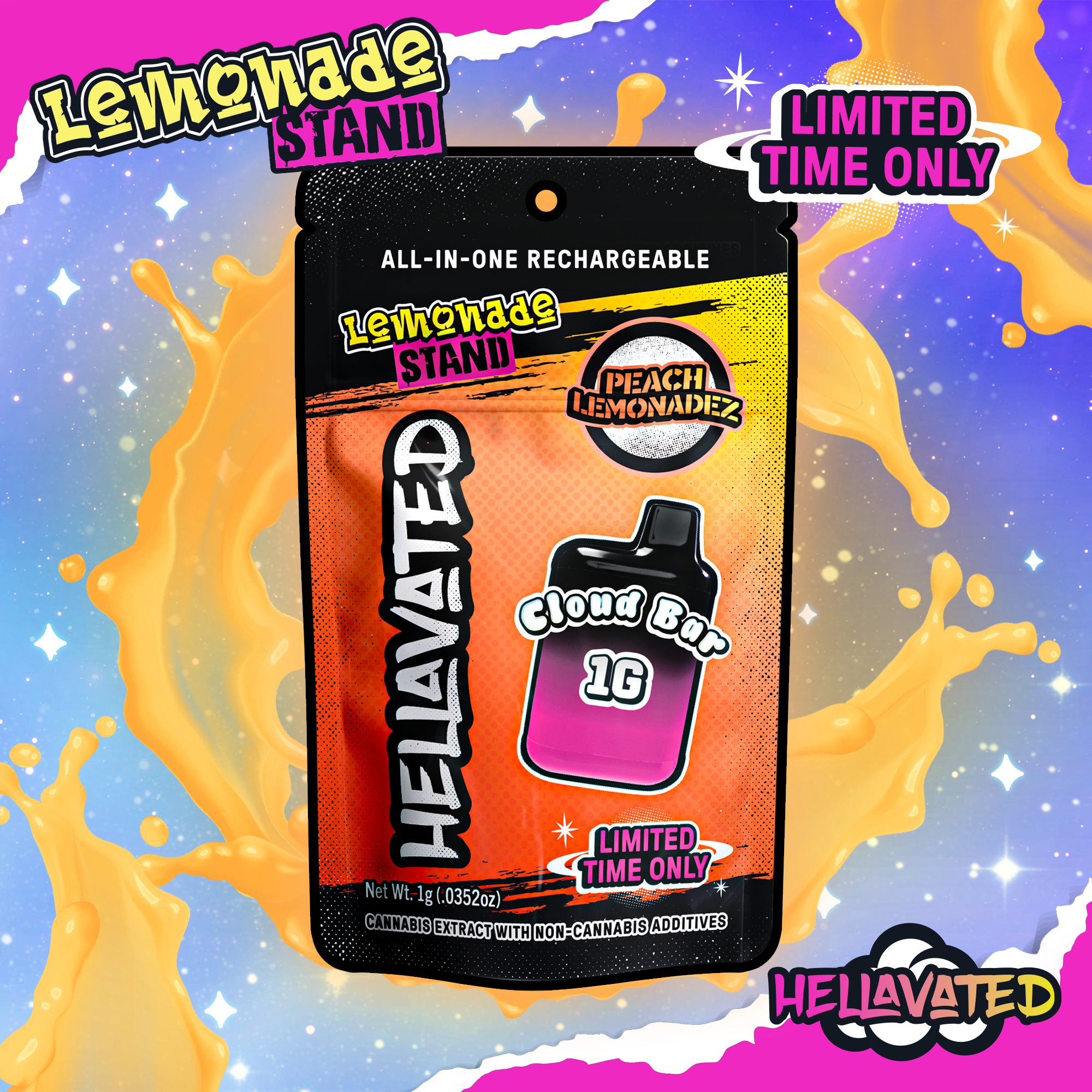 Photograph of Product: Peach Lemonadez Cloud Bar Rechargeable Disposable | 1g