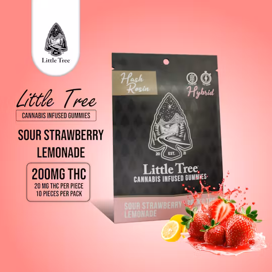 Photograph of product: Little Trees au chocolat Rosin Gummies 10 Pack -Sour Strawberry Lemonade - 200MG