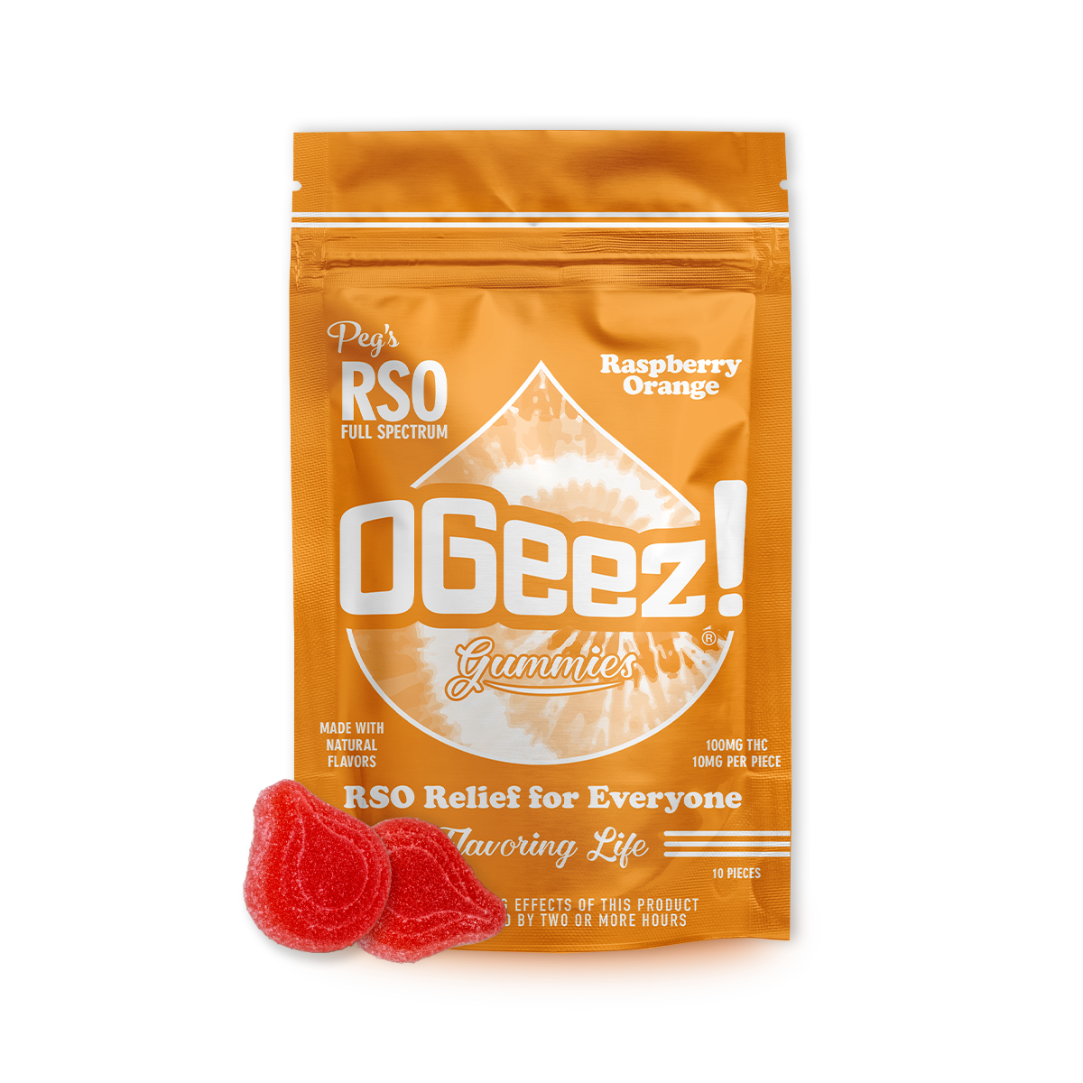 Photograph of product: Peg's Raspberry Orange | RSO Gummies | 100mg