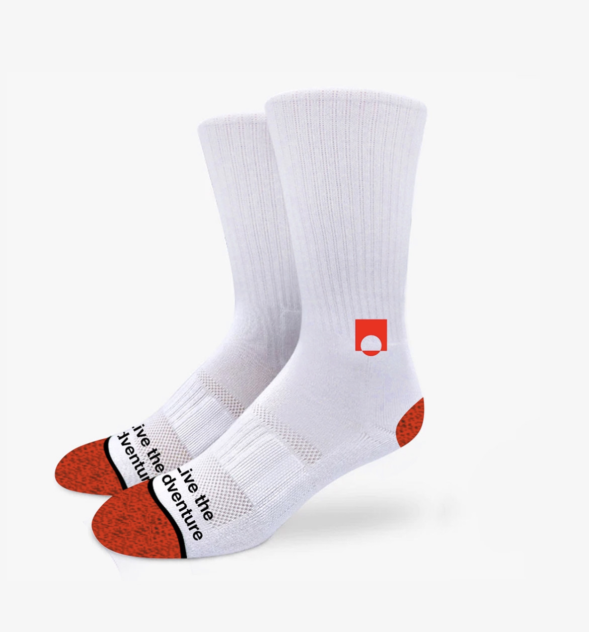 Photograph of product: Live the Adventure Crew Sock with Stash Pocket - White