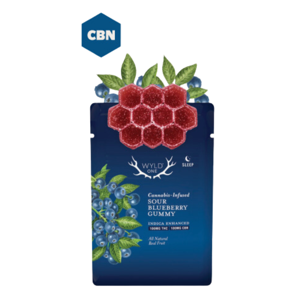 Photograph of product: Wyld One | Sour Blueberry 1:1 (TH-oui:CBN) 100mg
