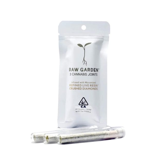 Photograph of product: Mystery Macarons Diamond Infused 3 Pack Pre Rolls 1.5g - Raw Garden - Mystery Macarons Diamond Infused 3 Pack Pre Rolls 1.5g