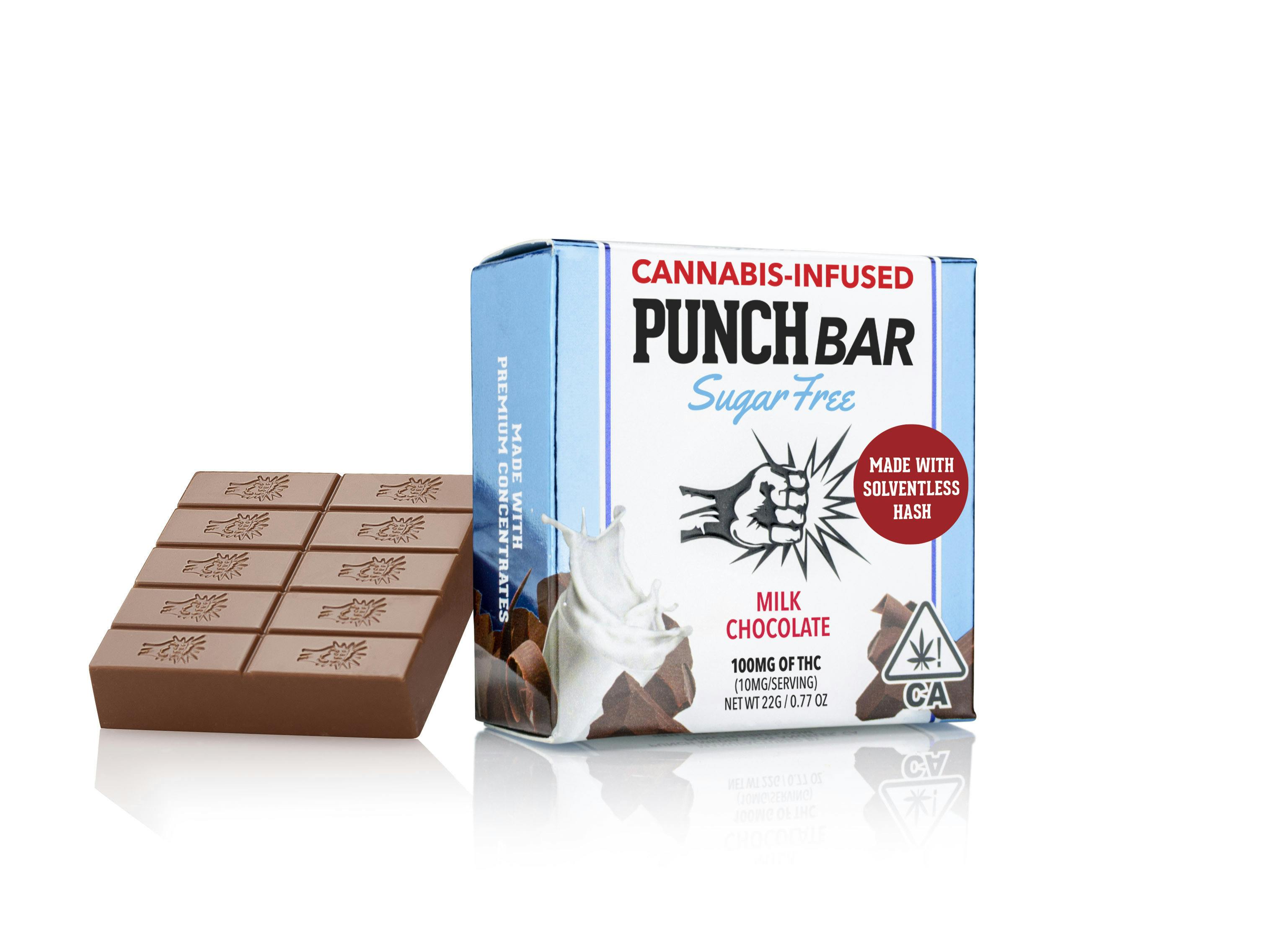 Photograph of product: PUNCH EDIBLES & EXTRACTS - MILK CHOCOLATE SUGAR FREE PUNCHBAR 22G
